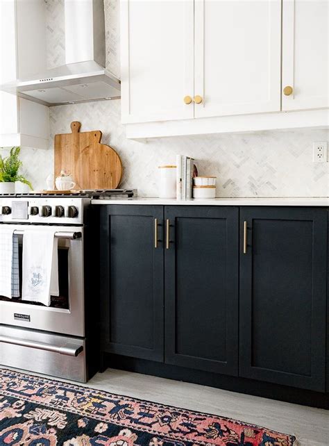 black cabinets with white base